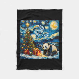 Panda Van Gogh Style Starry Night Christmas Winter Fleecedecke