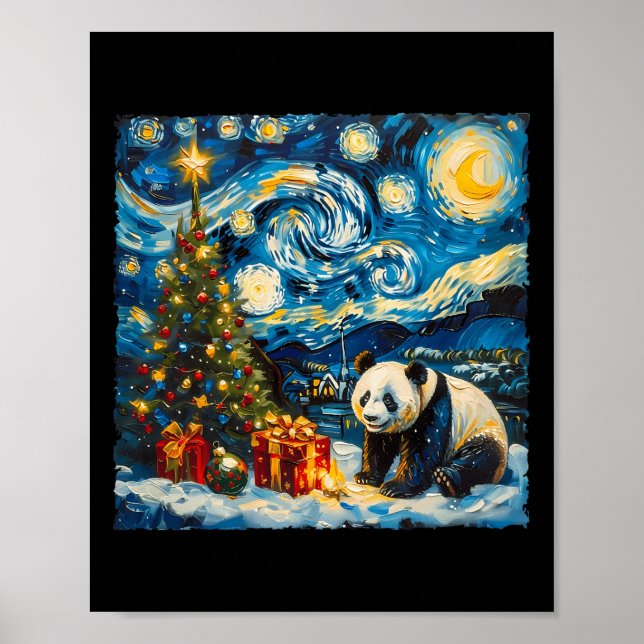 Panda Van Gogh Style Starry Night Christmas Winter Poster (Vorne)