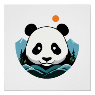 Panda Vector Art Animal Modern Urban City Grafik Poster