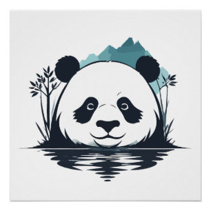 Panda Vector Art Animal Modern Urban City Grafik Poster