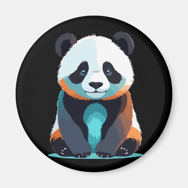 Panda Vector Art mit lebhaften Farben Magnet (Vorne)