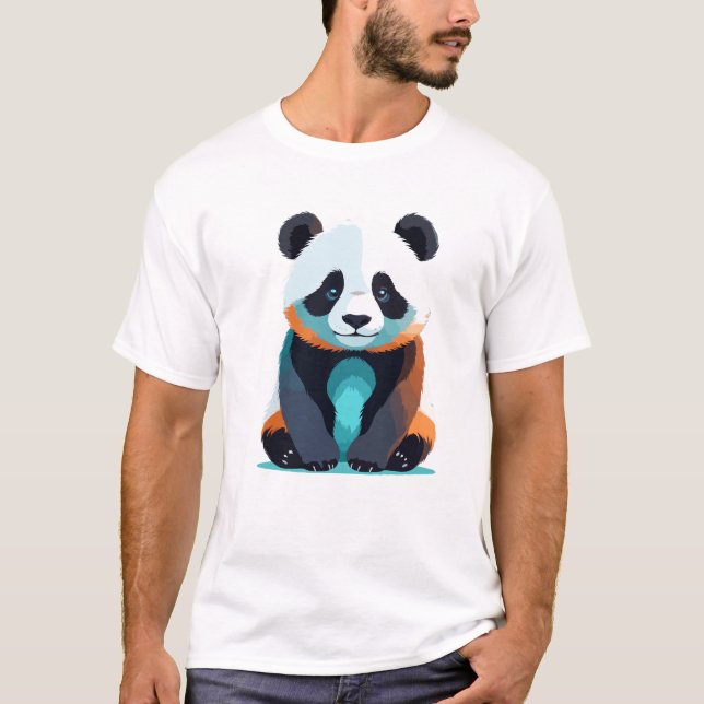 Panda Vector Art mit lebhaften Farben T-Shirt (Vorderseite)