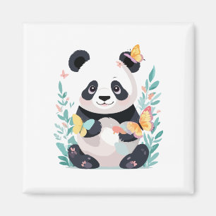 Panda Vector Malerei Adorable Fun Animal Playing Magnet