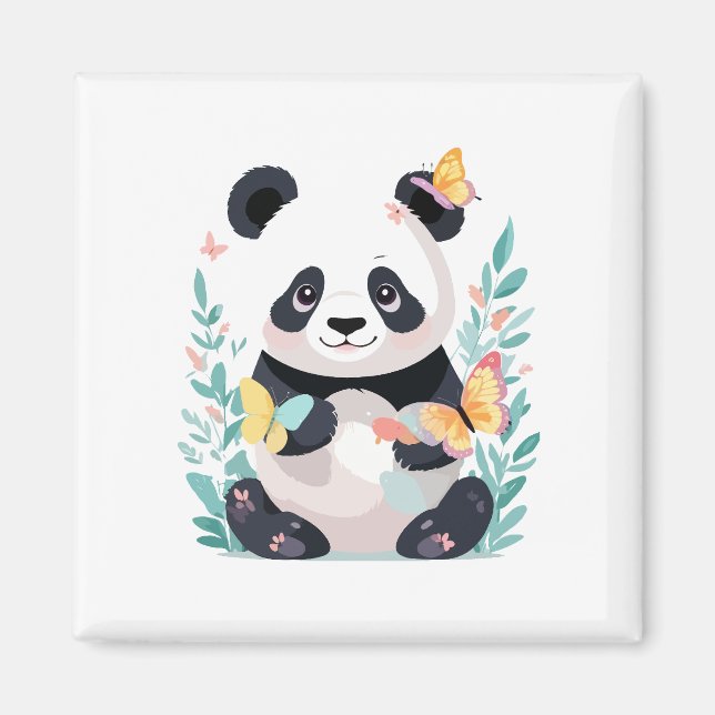 Panda Vector Malerei Adorable Fun Animal Playing Magnet (Vorne)
