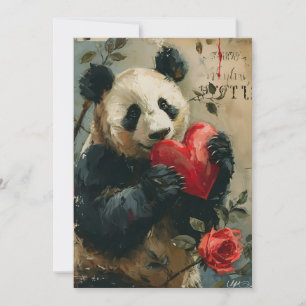 Panda Vintag Valentinstag Feiertagskarte