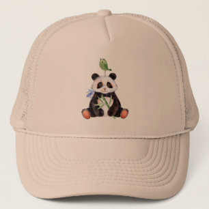 Panda & Vogel Aquarell-Illustration Truckerkappe