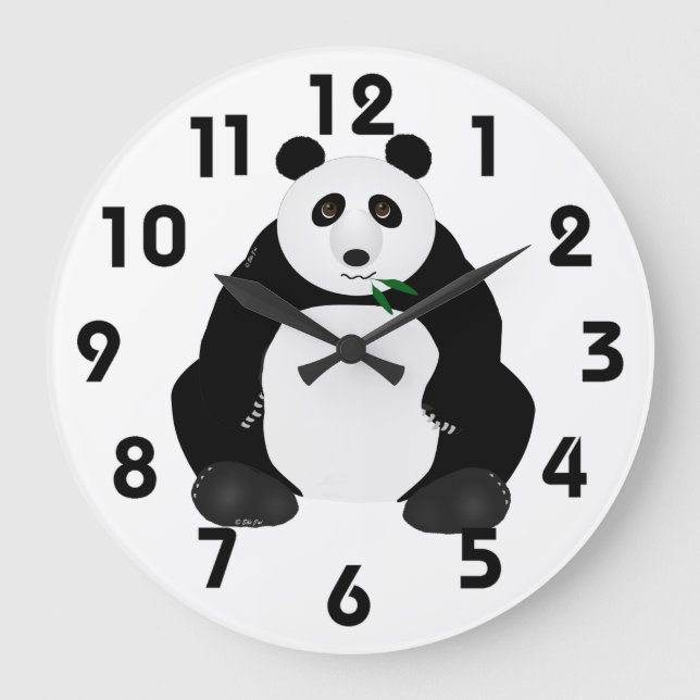 Panda Wall Clock Große Wanduhr (Vorderseite)