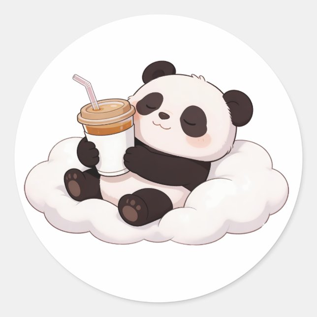 panda,warm,healing,slow-paced,inner peace #012 runder aufkleber (Vorderseite)