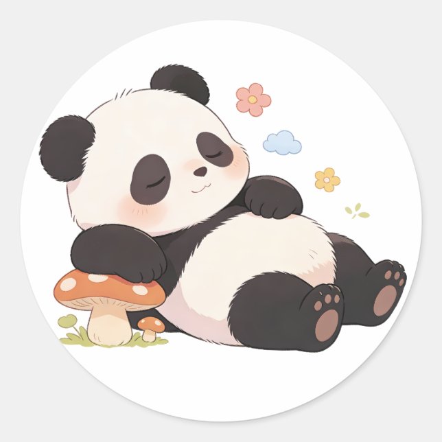 panda,warm,healing,slow-paced,inner peace #017 runder aufkleber (Vorderseite)