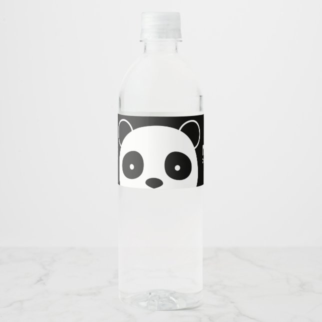 Panda Water Flasche Labels, Schwarz-Weiß-Label Wasserflaschenetikett (Vorderseite)