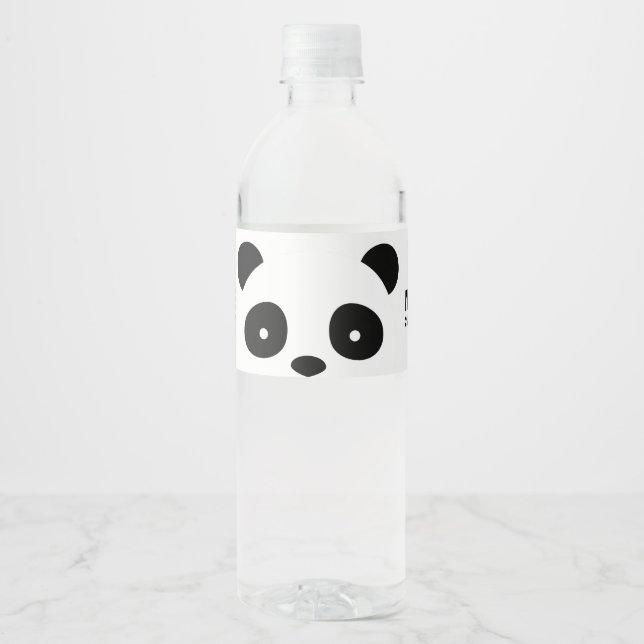 Panda Water Flasche Labels, Schwarz-Weiß-Label Wasserflaschenetikett (Vorderseite)