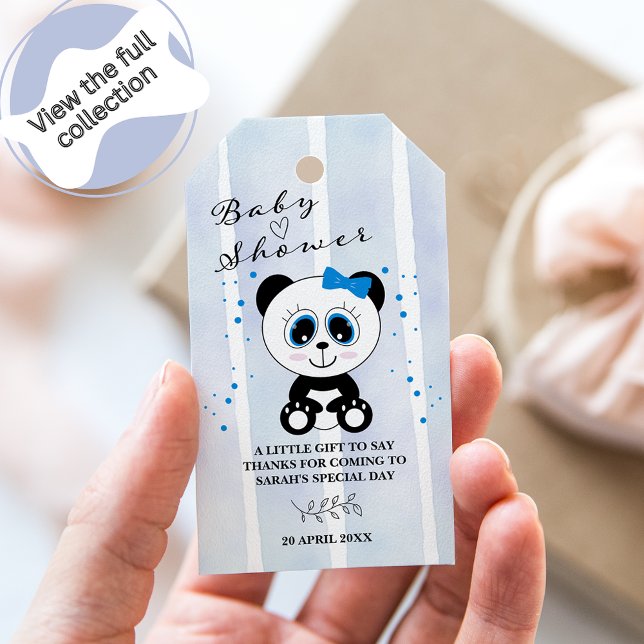 Panda Watercolor Theme Baby Shower (Boys Blue) Gi Geschenkanhänger (Von Creator hochgeladen)