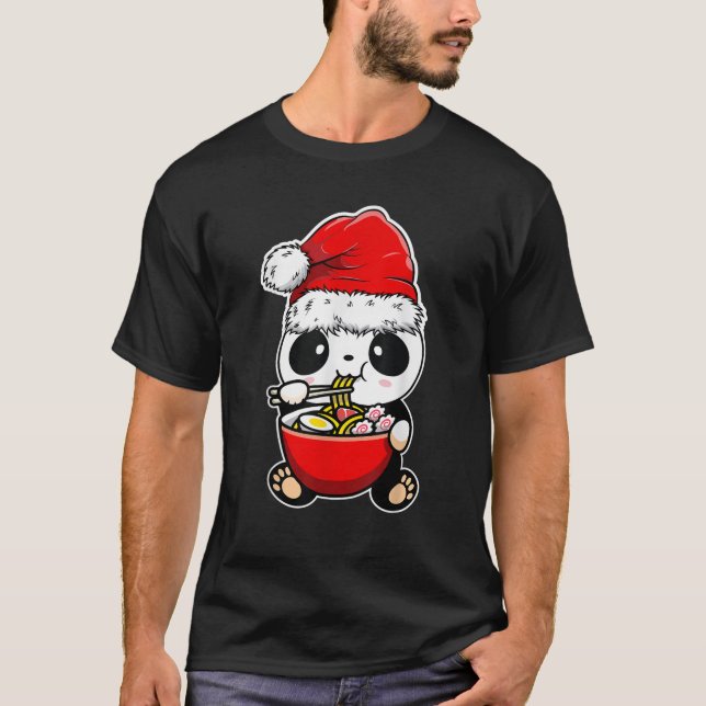 Panda Wear Weihnachtsmannmütze Xmas Panda Eating R T-Shirt (Vorderseite)