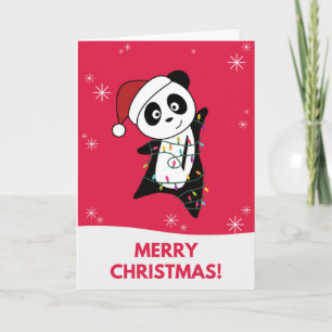 Panda Weihnachten Schnee Winter Tiere Pandas Karte