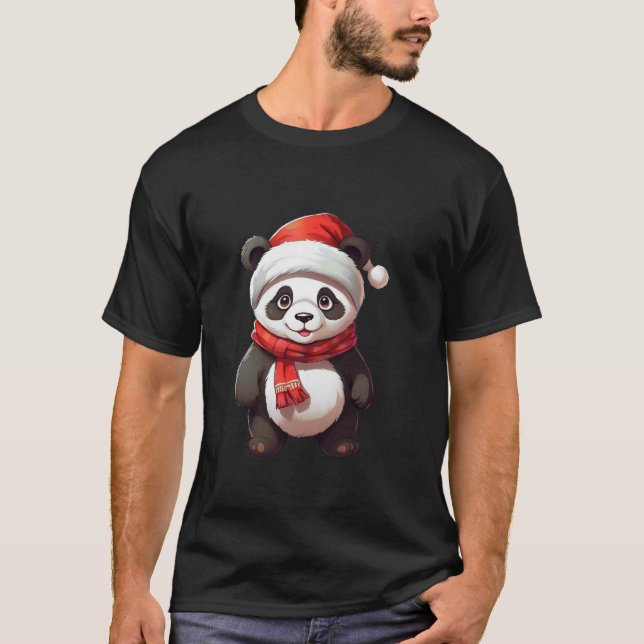 Panda Weihnachten Weihnachtsmann Girls Boys Niedli T-Shirt (Vorderseite)
