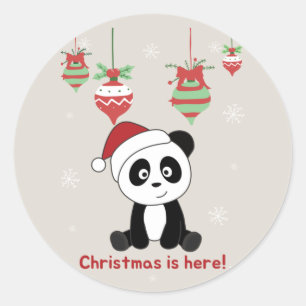 Panda Weihnachts-Schnee Wintertiere Pandas Classic Runder Aufkleber
