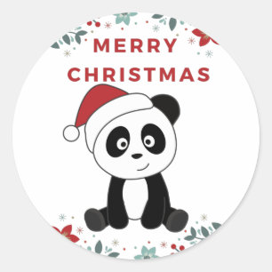 Panda Weihnachts-Schnee Wintertiere Pandas Classic Runder Aufkleber
