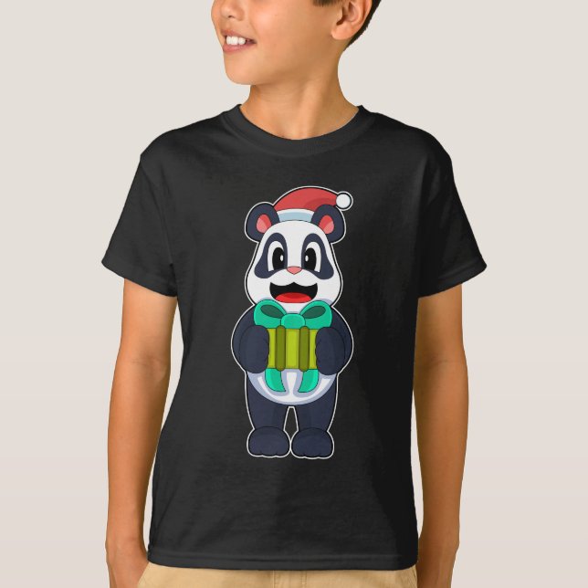 Panda Weihnachts-Weihnachtsmannmütze T-Shirt (Vorderseite)