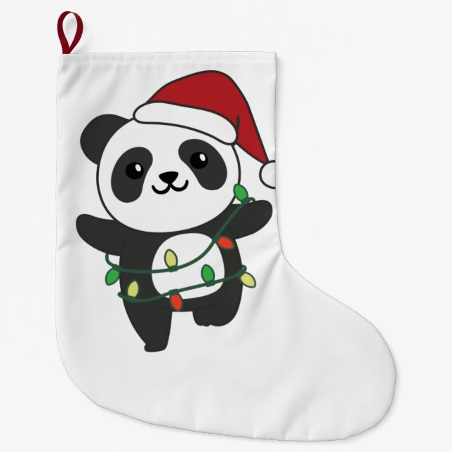 Panda Weihnachts Winter Animals Pandas Large Chris Großer Weihnachtsstrumpf (Vorderseite)