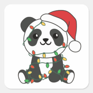 Panda Weihnachts Winter Animals Pandas Square Stic Quadratischer Aufkleber