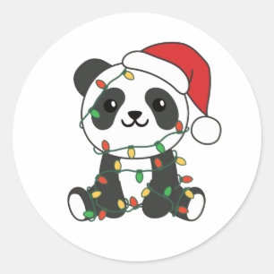 Panda Weihnachts Wintertiere Pandas Classic Roun Runder Aufkleber