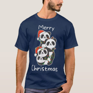 Panda Weihnachtsbaumtiere Niedlich Panda T-Shirt