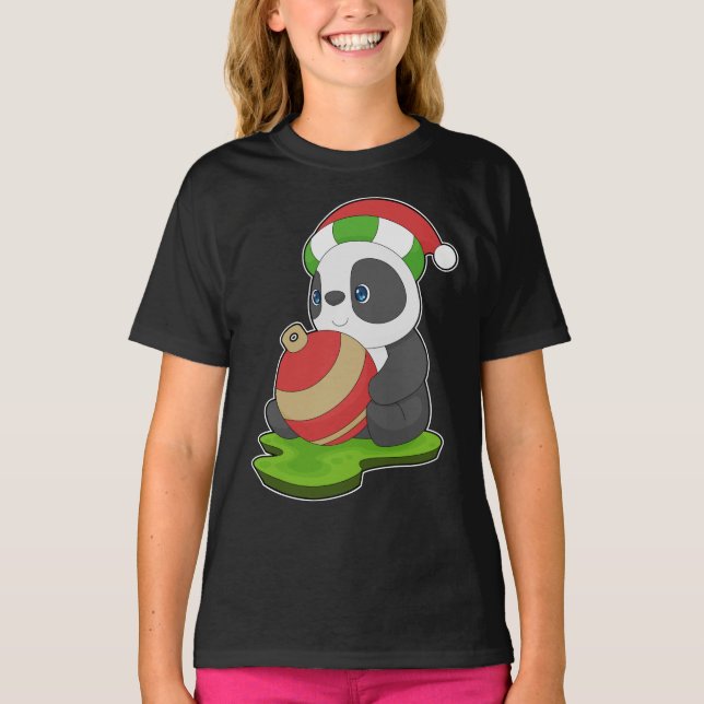 Panda Weihnachtsglocke T-Shirt (Vorderseite)