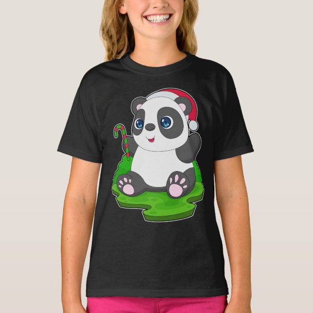 Panda Weihnachtskandy T-Shirt (Vorderseite)