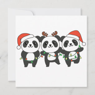Panda Weihnachtslebewesen Niedlich Pandas Invi Einladung