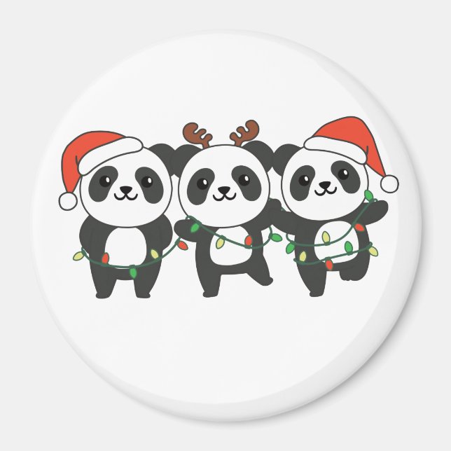 Panda Weihnachtslebewesen Niedlich Pandas Magn Magnet (Vorne)