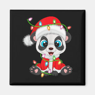 Panda-Weihnachtslichter-Santa-Kostüm Süßes Tier X Magnet