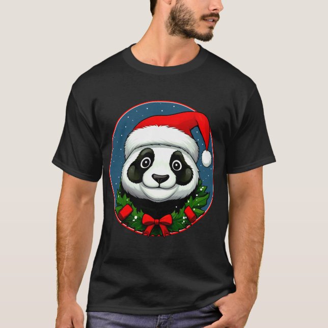 Panda Weihnachtsmann T-Shirt (Vorderseite)