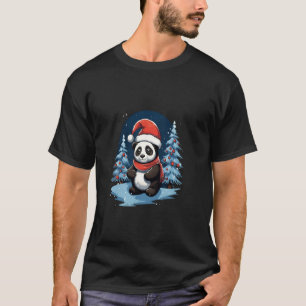 Panda Weihnachtsmannmütze Weihnachtsbaum Wintersch T-Shirt