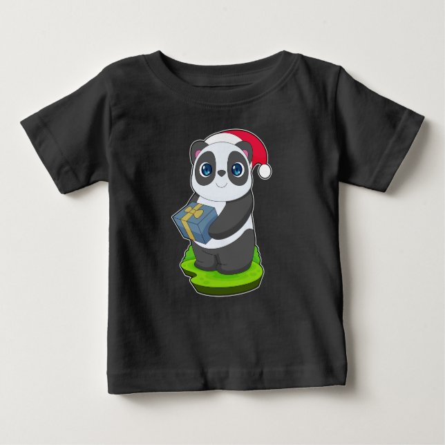 Panda Weihnachtspaket Baby T-shirt (Vorderseite)