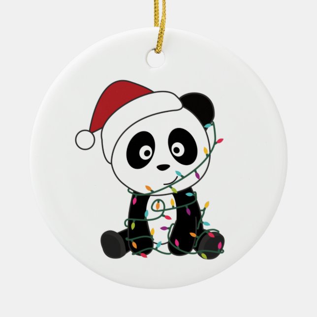 Panda Weihnachtsschnee Wintertiere Pandas Adult C Keramik Ornament (Vorne)