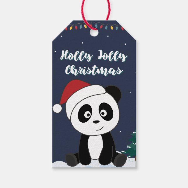 Panda Weihnachtsschnee Wintertiere Pandas Geschenk Geschenkanhänger (Vorderseite)