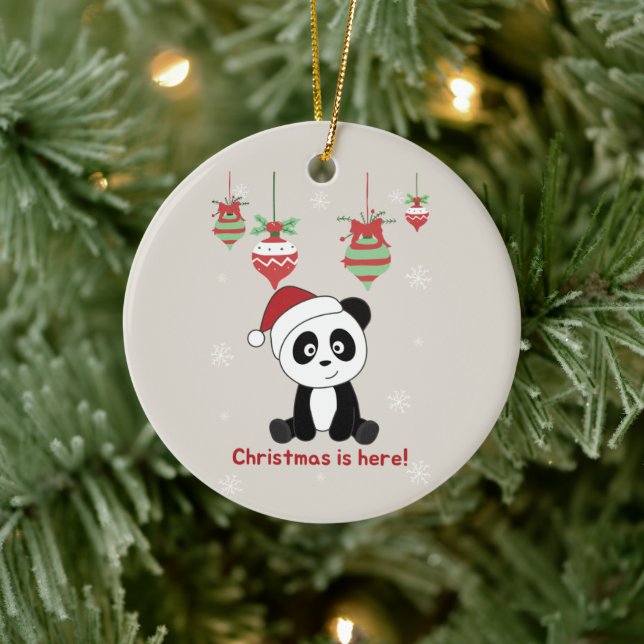 Panda Weihnachtsschnee Wintertiere Pandas Keramik Ornament (Baum)