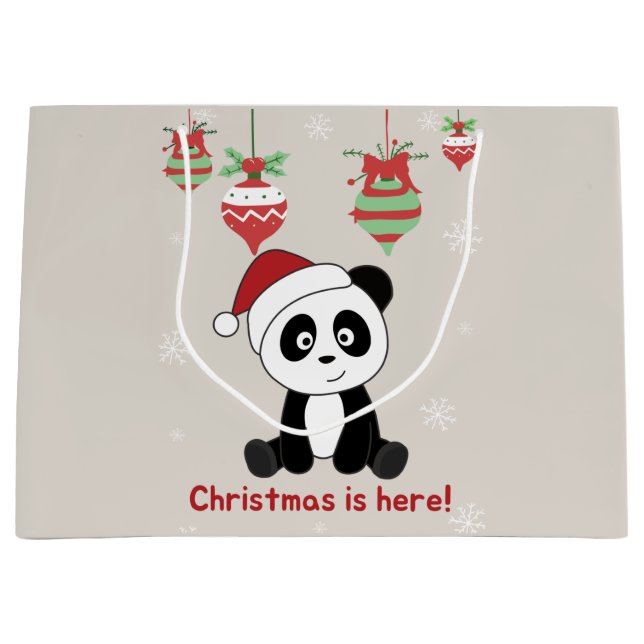 Panda Weihnachtsschnee Wintertiere Pandas Large G Große Geschenktüte (Vorderseite)