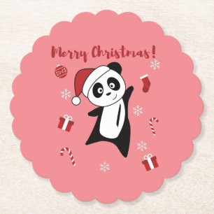 Panda Weihnachtsschnee Wintertiere Pandas Papier C Untersetzer