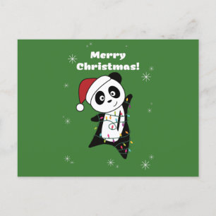 Panda Weihnachtsschnee Wintertiere Pandas Postcar Postkarte