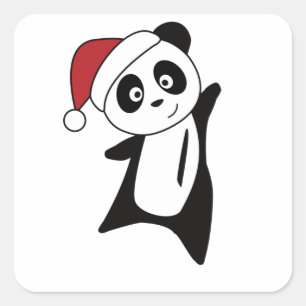 Panda Weihnachtsschnee Wintertiere Pandas Quadratischer Aufkleber