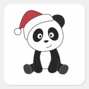Panda Weihnachtsschnee Wintertiere Pandas Quadratischer Aufkleber