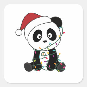 Panda Weihnachtsschnee Wintertiere Pandas Quadratischer Aufkleber