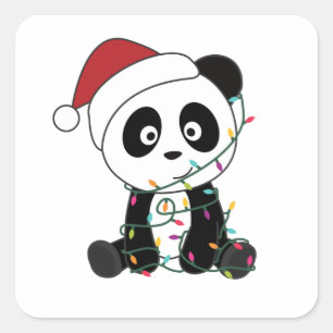 Panda Weihnachtsschnee Wintertiere Pandas Quadratischer Aufkleber