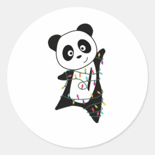 Panda Weihnachtsschnee Wintertiere Pandas Runder Aufkleber