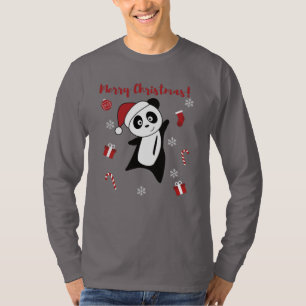 Panda Weihnachtsschnee Wintertiere Pandas T - Shir T-Shirt