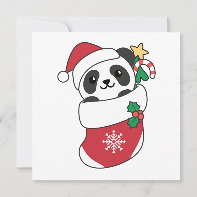 Panda Weihnachtsschnee Wintertiere Pandas Urlaub Feiertagskarte (Vorderseite)