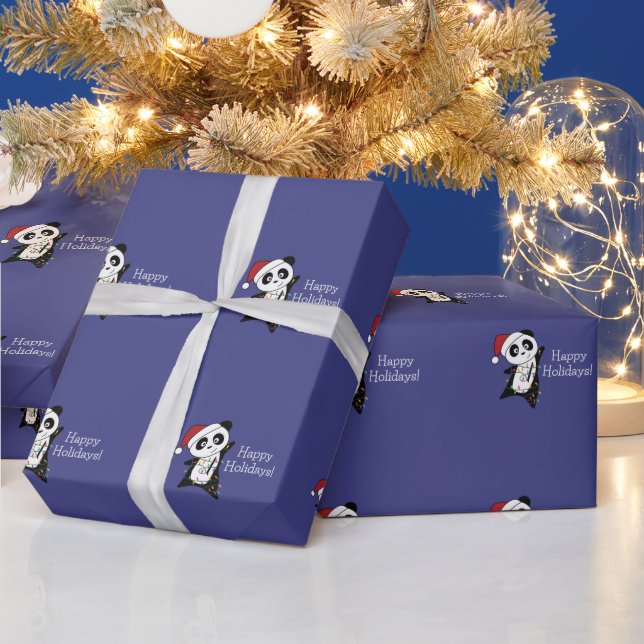 Panda Weihnachtsschnee Wintertiere Pandas Wrappin Geschenkpapier (Feiertage)