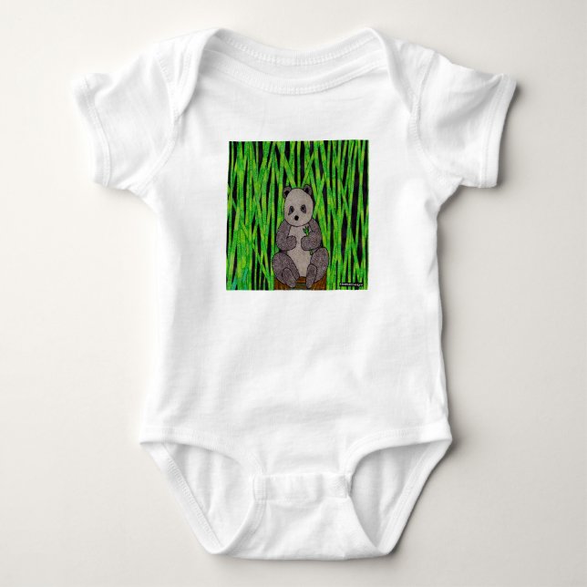 Panda (weiß) - Baby Bodysuit Strampler (Vorderseite)