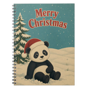 Panda Winterfeld Tier Weihnachten Notizblock
